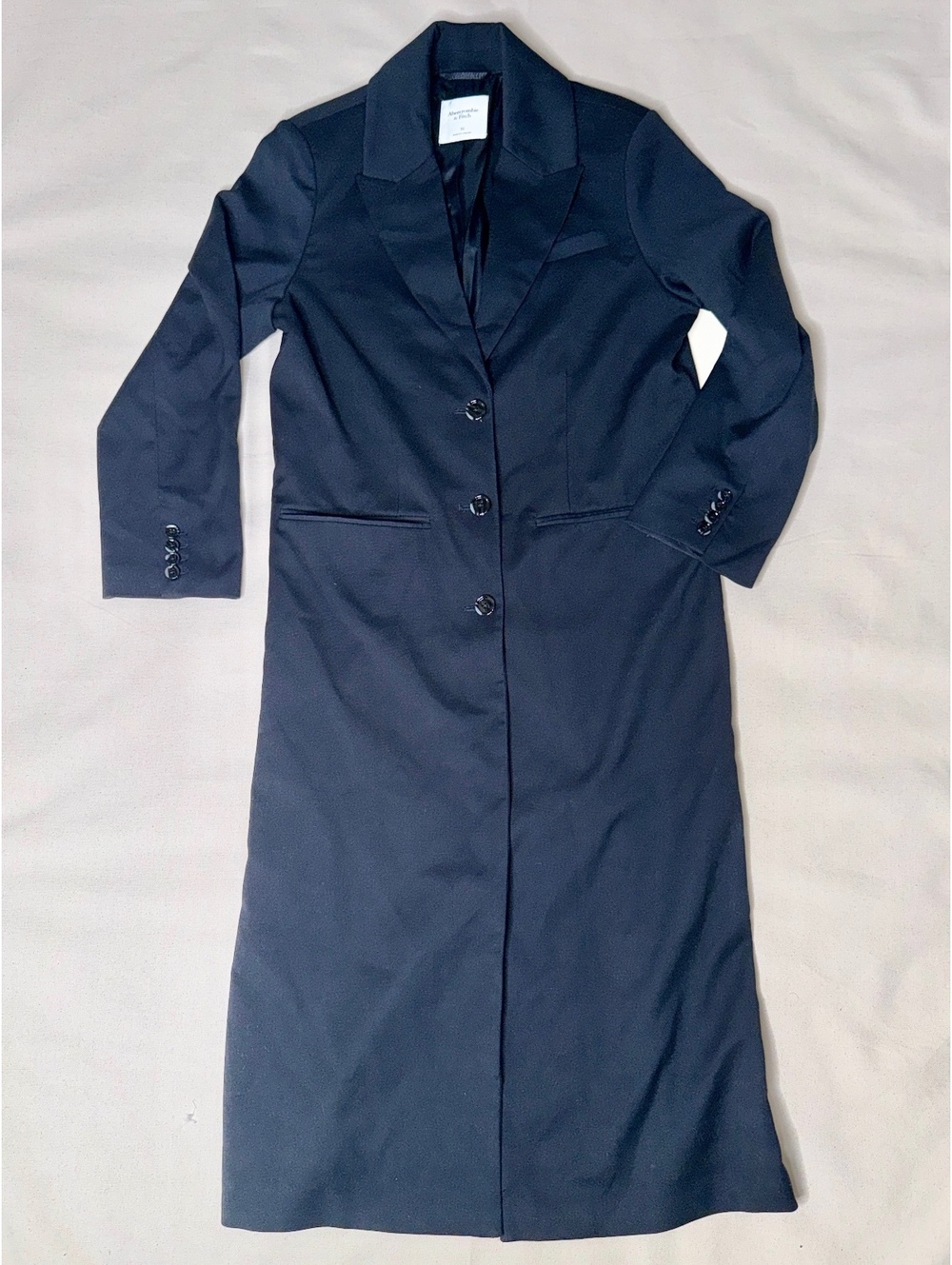 Abercrombie & Fitch Women’s M Navy Blue Long Wool Blend Maxi Coat